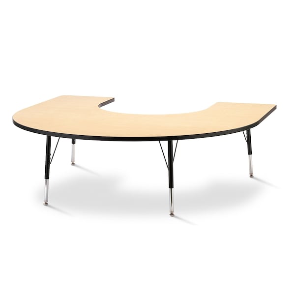 Berries Horseshoe Activity Table, 66 in. x 60 in., E-height, Maple/Black/Black